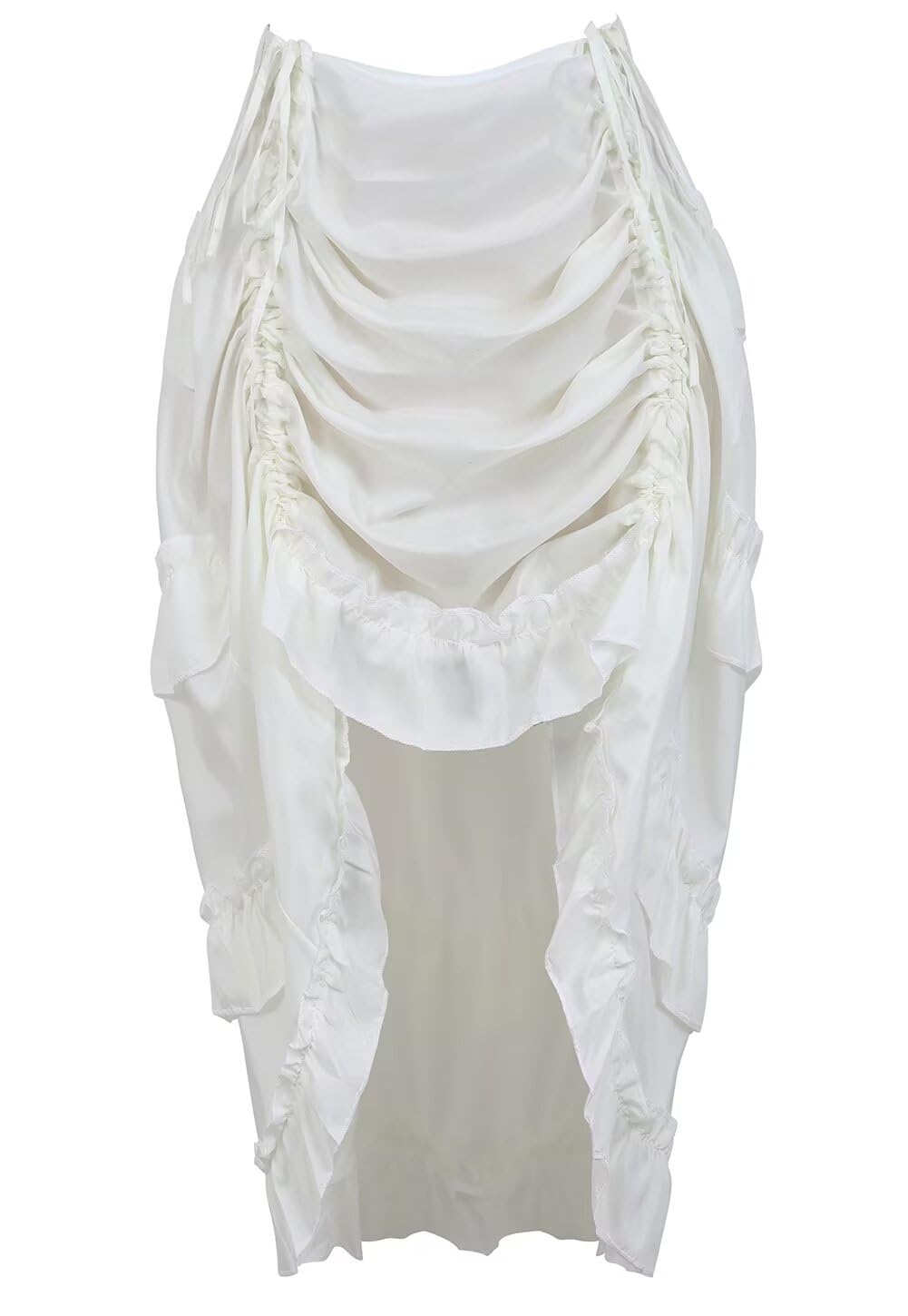 jutrisujo Skirt Women for Corset Victorian Steampunk Adjustable Ruffle Gothic Vintage Skirts Halloween Outfit Medieval Costume White XS โ image 1