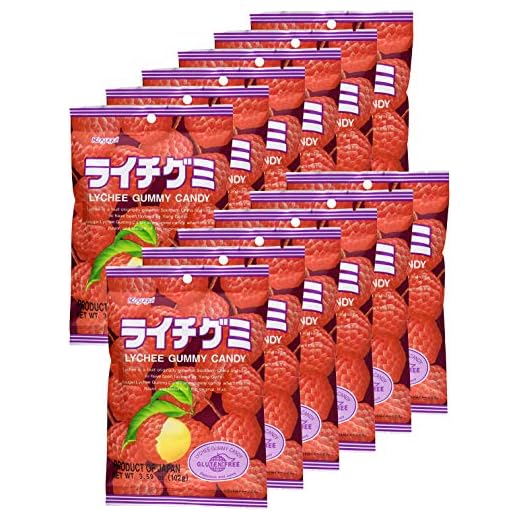 Kasugai Lychee Gummy Candy 3.59oz (12 Pack)