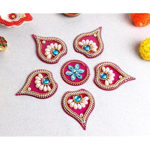 ARTISENIA Pink Dipak Rangoli Decor Cover