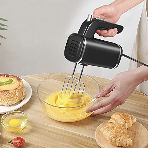 Hand Mixer Electric, 5 Speed Powerful handheld Mixer for Easy Whipping, Mixing Cookies, Brownies, Cakes, and Dough Battersï¼ˆBlackï¼‰