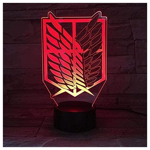 GMYXSW 3D-nattlampa för barn anime titan LED-logotyp barn pojkar manga japansk rumslampa Shingeki icke-Kyojin Grattis på födelsedagen 16 färg