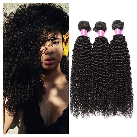 RICHAIR - Tissage Bresilien Boucle 18 Pouces(45.72cm),Tissages Cheveux Humain Lot 3 Pieces,Meches Bresiliennes Naturel Noir 50g/pc(total 150g)