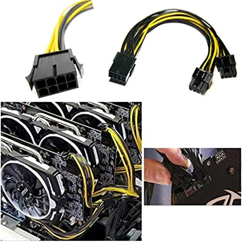 Xhwykzz 8 Pin PCI-E to 2 PCI-E 8 Pin (6 Pin + 2 Pin) Power Cable, Splitter PCI Express Graphics Card Connector PC Power Cable GPU Graphics Video Card Wire (8/Pack 12 Inch