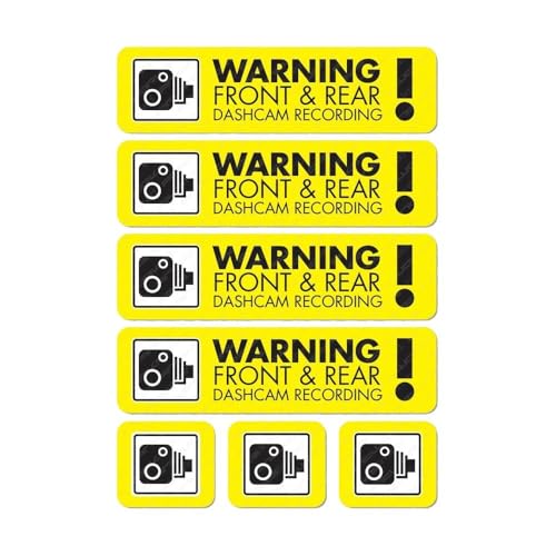 7Pack Sticker de Sécurité “Dash Cam en Enregistrement” – Autocollant d’Avertissement pour Voiture, Surveillance Vidéo 24/7, Vinyle & Durable