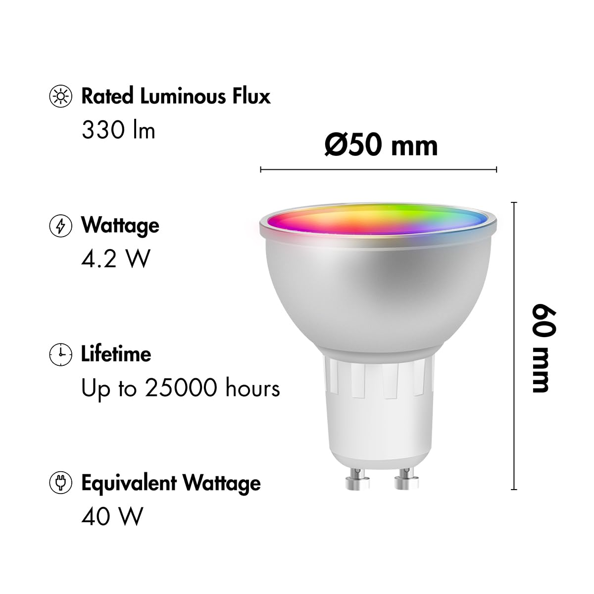 LogiLink SH0118 Spot LED Smart Home Wi-Fi (GU10), compatible Tuya, compatible avec Amazon Alexa et Google Home, blanc