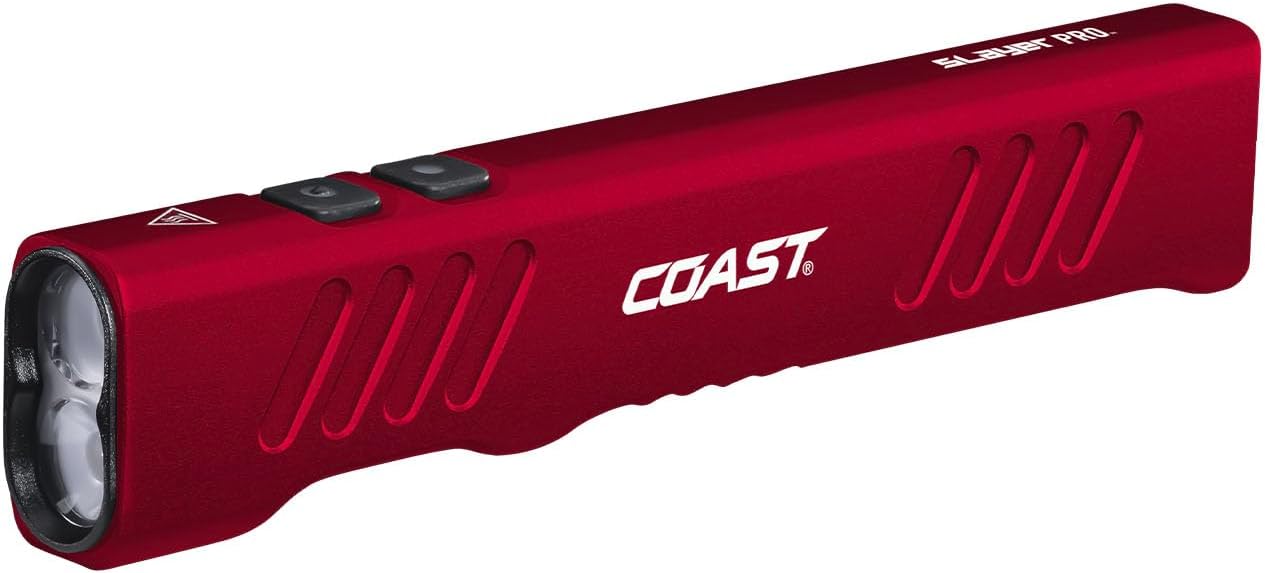 Coast Slayer 1150 Lumen USB-C Rechargeable LED Flashlight with Spot/Flood, Memory Mode and Pocket Clip, RED
