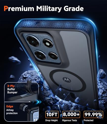Image of FNTCASE for Moto G 2026 /2025 Case: Matte Translucent Moto G Play 2026 Phone Cases with Screen Protector Lens Protection Compatible with Magsafe Rugged Protective Cell Cover (Frosted Black Magnetic)