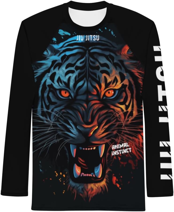 Rash Guard Heat Map Tiger - Compression Fit, Moisture-Wicking, UV Protective, Animal Instinct, BJJ, MMA Training