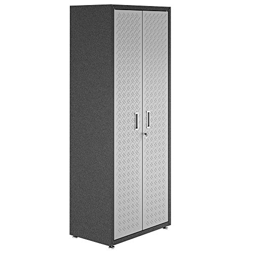 Image of Manhattan Comfort Fortress Collection Modern Designed Durable Tall Storage Standing Garage Cabinet Great For Tools and Supplies, Stainless Steel