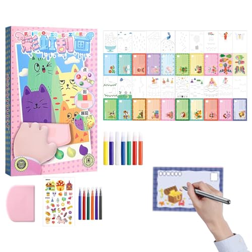Pintura para rayar,Pintar para rayar | Juego de arte de papel para rascar para niños pequeños - Rainbow Dot Scratch Painting para niños mayores de 6 años, Squeegee Art Kids Painting Notebooks