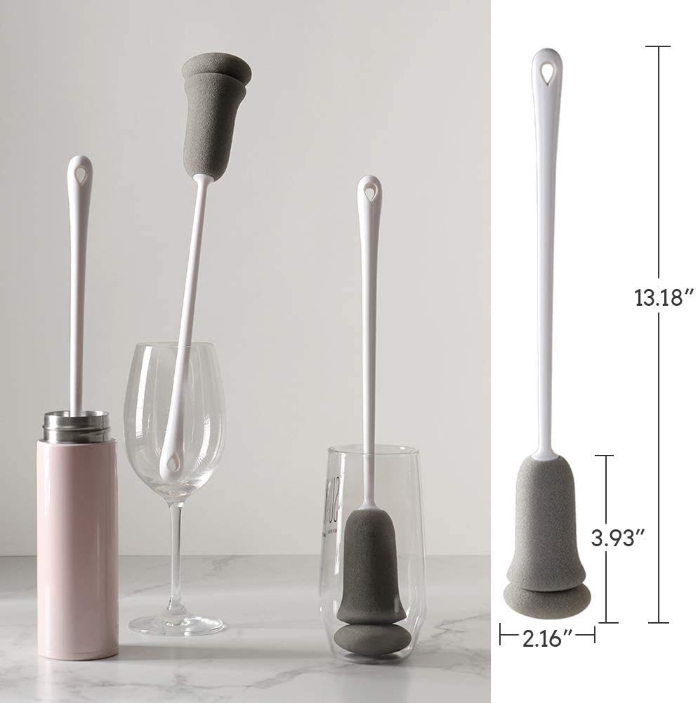 NILKANTH® Sponge Bottle Cleaning Brush | Baby Bottle, Wine Glass & Vase Cleaner | Long Handle Glassware Cleaning Brush (1 Pc, Random Color) 1