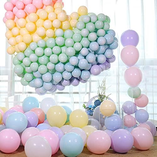 100pcs Assorted Pastel Balloons Macaron Candy Colored Latex Party Balloons for Pastel Rainbow Unicorn Party Baby Shower Kids Birthday Christmas Party Decoration