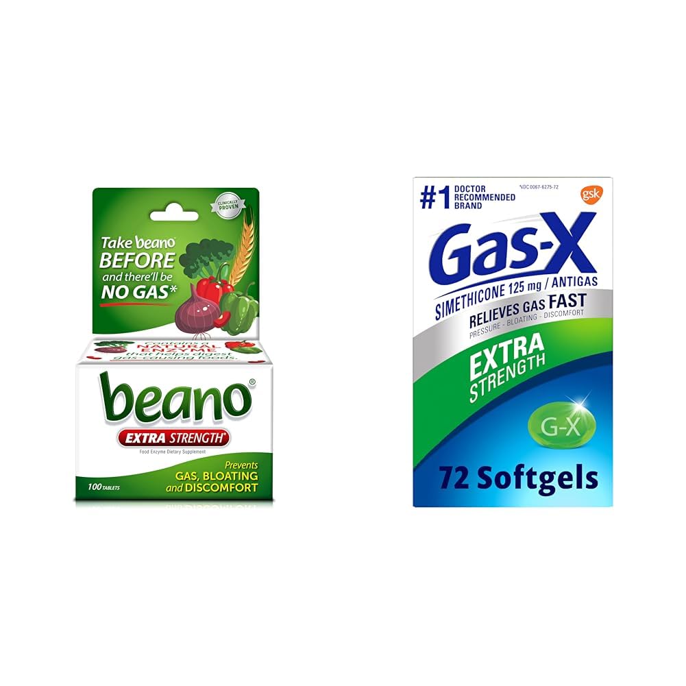Ultra 800, Gas Prevention and Digestive Enzyme Supplement, 100 Count & Gas-X Extra Strength Gas Relief Softgels with Simethicone 125 mg for Bloating Relief - 72 Count