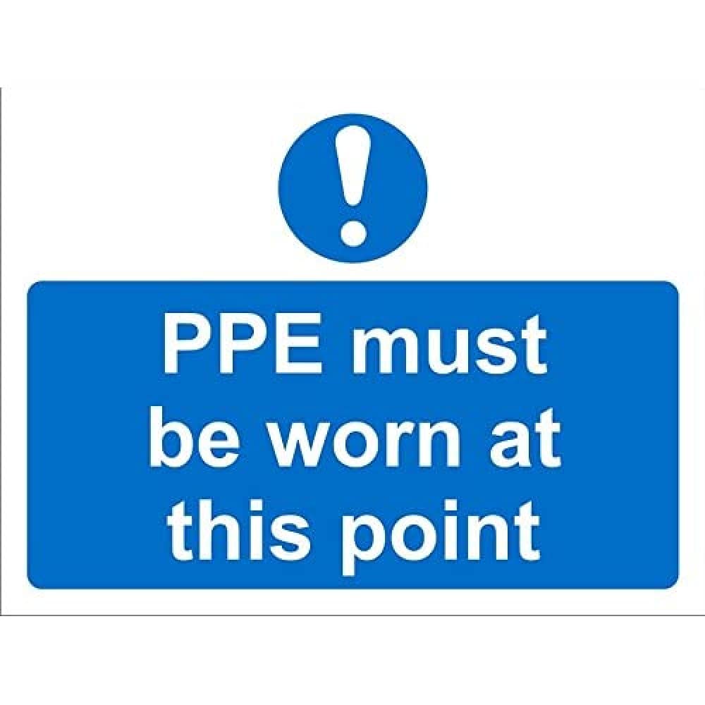 Seco PPE Must Be Worn At This Point Sign, 600mm x 450mm - 4mm Fluted Board