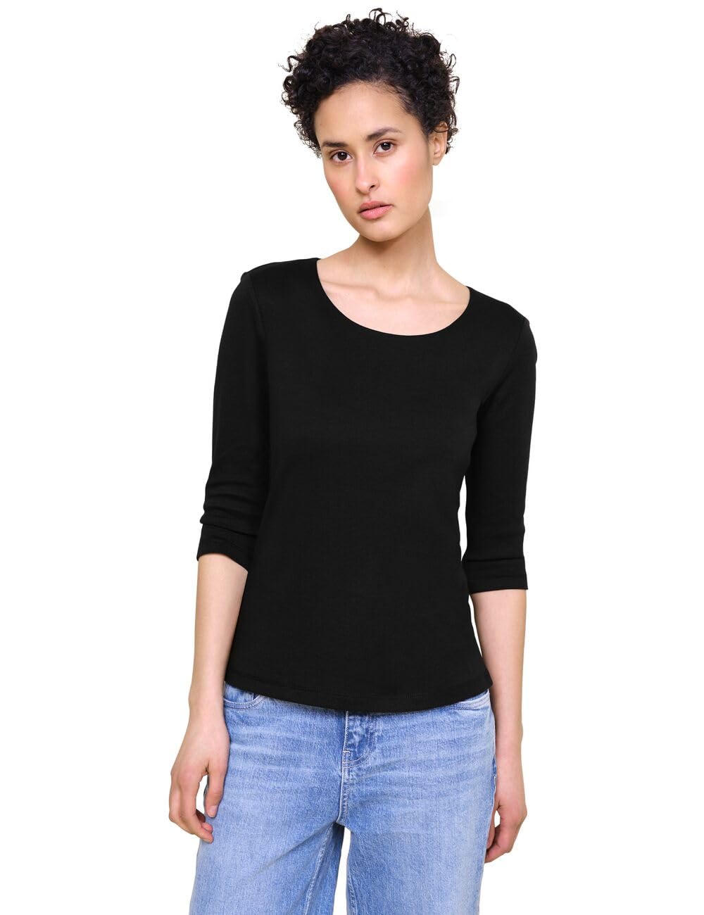 Street One Black Cotton Long Sleeve T-Shirt - IT36|XXS
