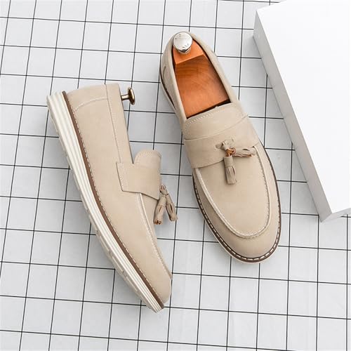 Men's Suede Leather Tassel Slip-On Dress Penny Loafers Lightweight Non Slip Flats Driving Business Work Moccasins Boat Shoes4