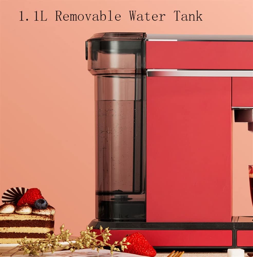 Máquina de café espresso de 15 bares, cafetera espresso y capuchino con espumador de leche, depósito de agua extraíble de 1,1 L, ideal para el hogar y la oficina (color rojo) (rojo)