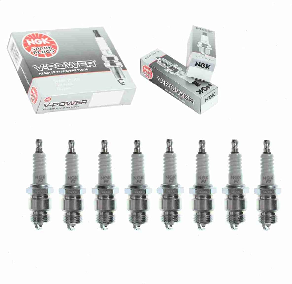 8 pc NGK V-Power Spark Plugs compatible with Ford Thunderbird 4.8L 5.1L 5.4L 5.8L 6.4L 6.7L 7.0L 7.5L V8 1955-1973