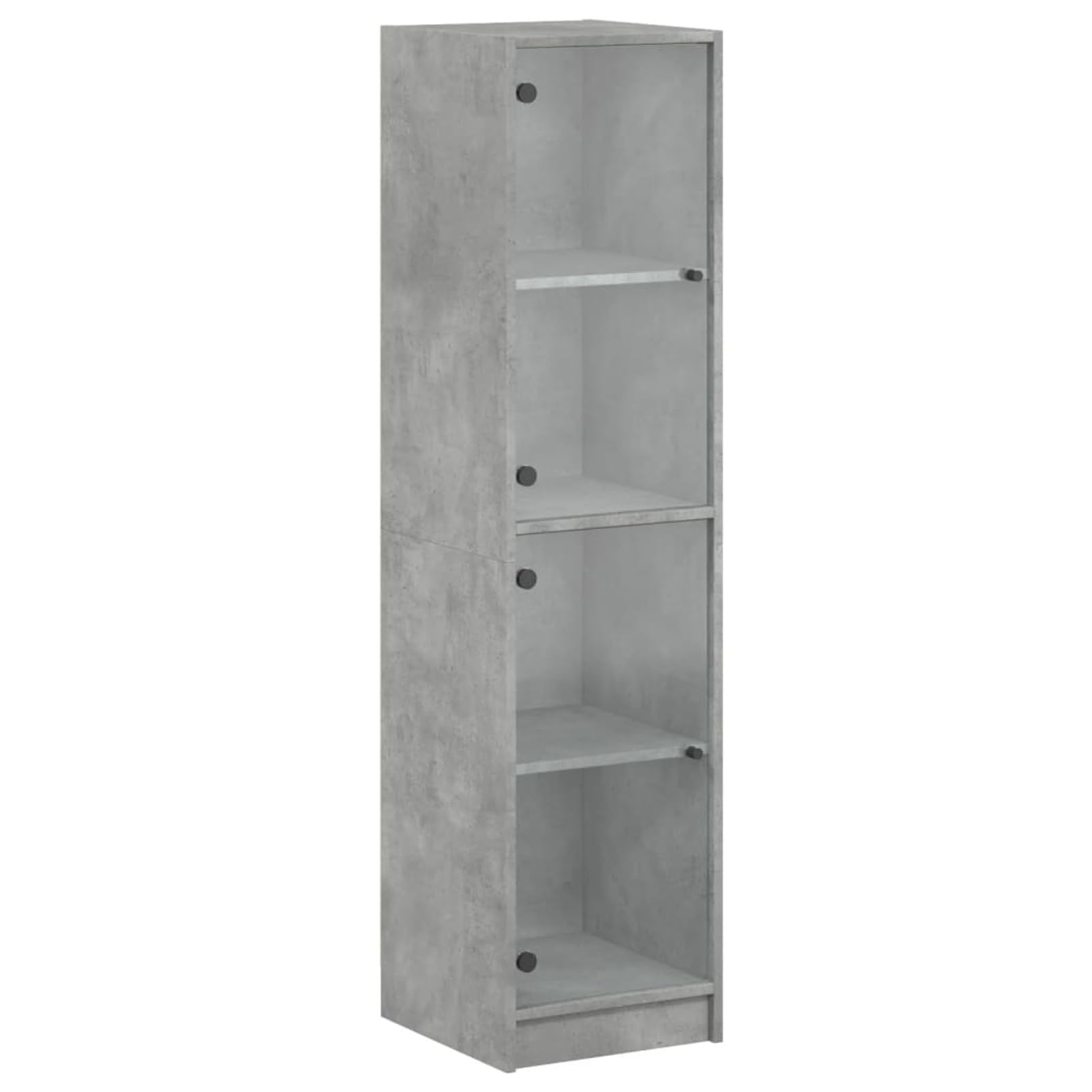 Homgoday Highboard mit Glastüren Betongrau 35x37x142 cm Hochschrank Buffetschrank Hochschrank Wohnzimmermöbel Konsolenschrank Display Freistehend Aufbewahrungseinheit Möbel