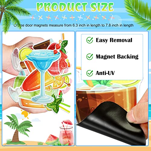 Cruise Door Magnets Stickers Summer Beach Tropical Drink Cruise Ship Door Decoration 8 Pcs Hawaiian Funny Cruise Car Magnetic Lemon Cocktail Door Stickers Fridge Decals For Carnival Cabin Kitchen #TOP2