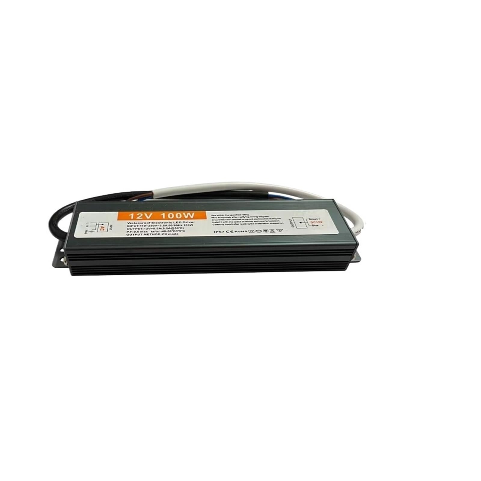 Alimentatore impermeabile IP67 Trasformatore di illuminazione AC110V~220V a DC 12V 24V Driver LED Adattatore for esterni(100W,12V)