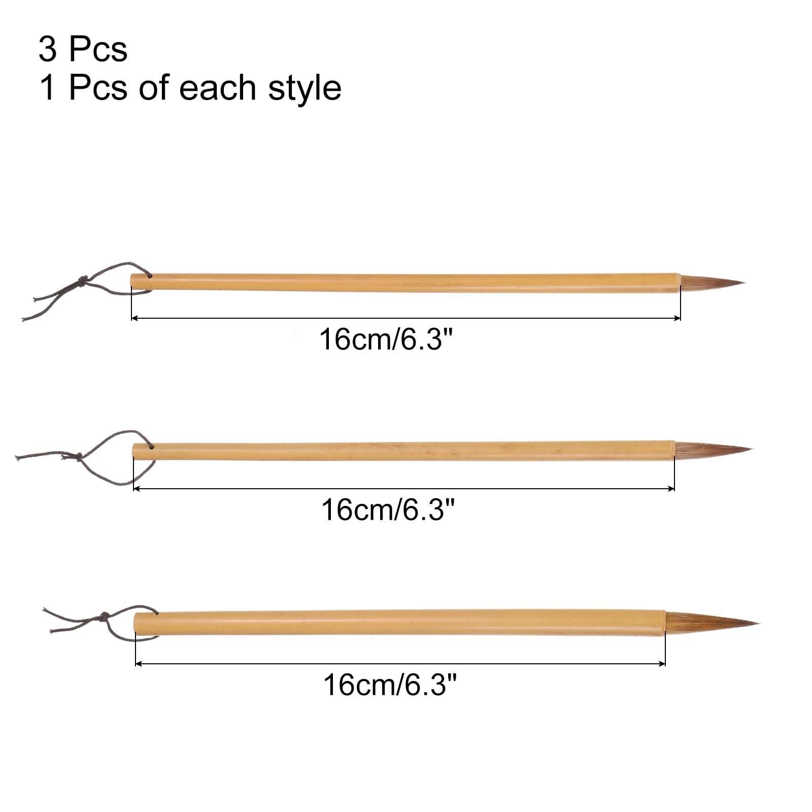 PATIKIL Chinese Calligraphy Brush Set, 3 Pcs Traditional Writing Watercolor Brush Ink Pen for Drawing Painting, Writing, Art Supplies - Image 2