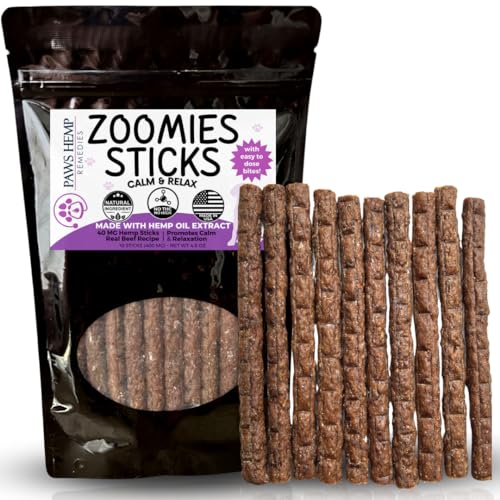 Generic Zoomie Sticks | Hemp-Infused 100% Beef Jerky Sticks. Great for Travelling, New Visitors, Loud Noises or Anxiousness. Give Your Dog a Tasty Treat to Promote Calmness and Relaxation.