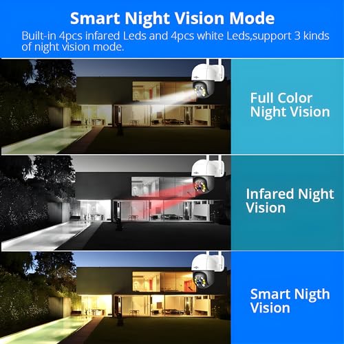 Image of TechEase 4MP Dual Lens FHD + 1296p CCTV Camera for Home Outdoor Office Farm Indoor WiFi Camera, CCTV Outdoor with Color Night Vision and Ai Human /2way Audio /Motion Detection, SD /Cloud IP66