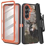 Jackpot Wireless Compatible for Samsung S26 Rugged Case with Belt Clip Holster & Built-in Screen Protector, Heavy-Duty Full-Body Shockproof Cover, Military-Grade Protective Phone Case (Deer)