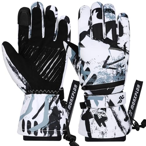 MORXPLOR Ski Snow Gloves for Men Women 3M Thinsulate Insulated Warm Winter Snowboard Windproof Winter Touchscreen Snowmobile Gloves for Cold Weather
