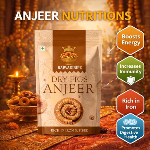 Image of RAJWADIRIPE Dry Figs (Anjeer) | Soft Natural Dried Anjeer | Fiber Rich Healthy Dry Fruit Snack | Suitable For Milkshakes Desserts Fasting & Daily Nutrition | Ready To Eat Figs (250 gram)