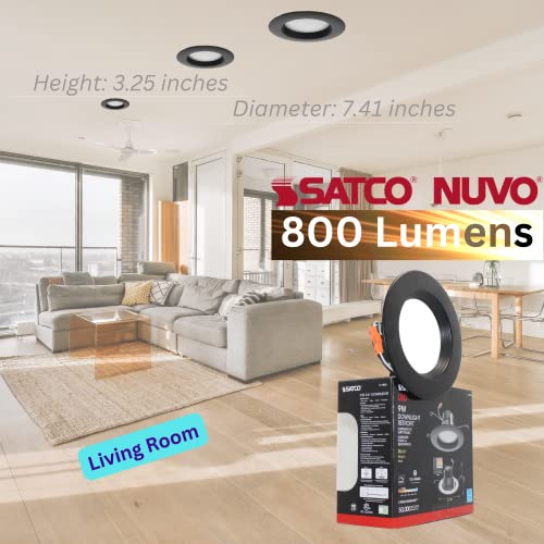 Satco (8 Pack) Led Color Selectable Downlight Retrofits, Part Number S11835, 9 Watt; 5 Inch - 6 Inch; Cct Selectable; 120 Volts; Dimmable; Black Finish For Industrial And Commercial Use #TOP3
