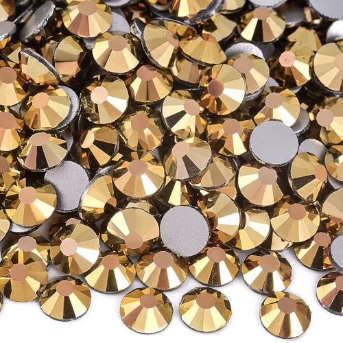 Image of 1440Pieces SS10 /2.7-2.9mm Flat Back Crystal Rhinestones Round Gems for Nail Art,Mine Gold