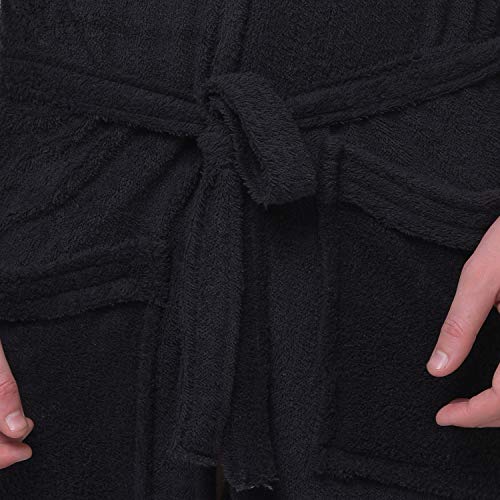 Image of Men's /Women Bath Robe Full Sleeve Cotton Bathrobe | Soft, Light, Compact & Highly Water Absorbent - Suitable for Birthday /Anniversary /Diwali /Couple /wedding Gift | 250 GSM |Black