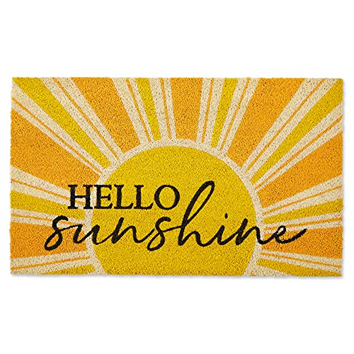 DII Natural Coir Doormat, Decorative Hello Mat, 17x29, Yellow Hello Sunshine