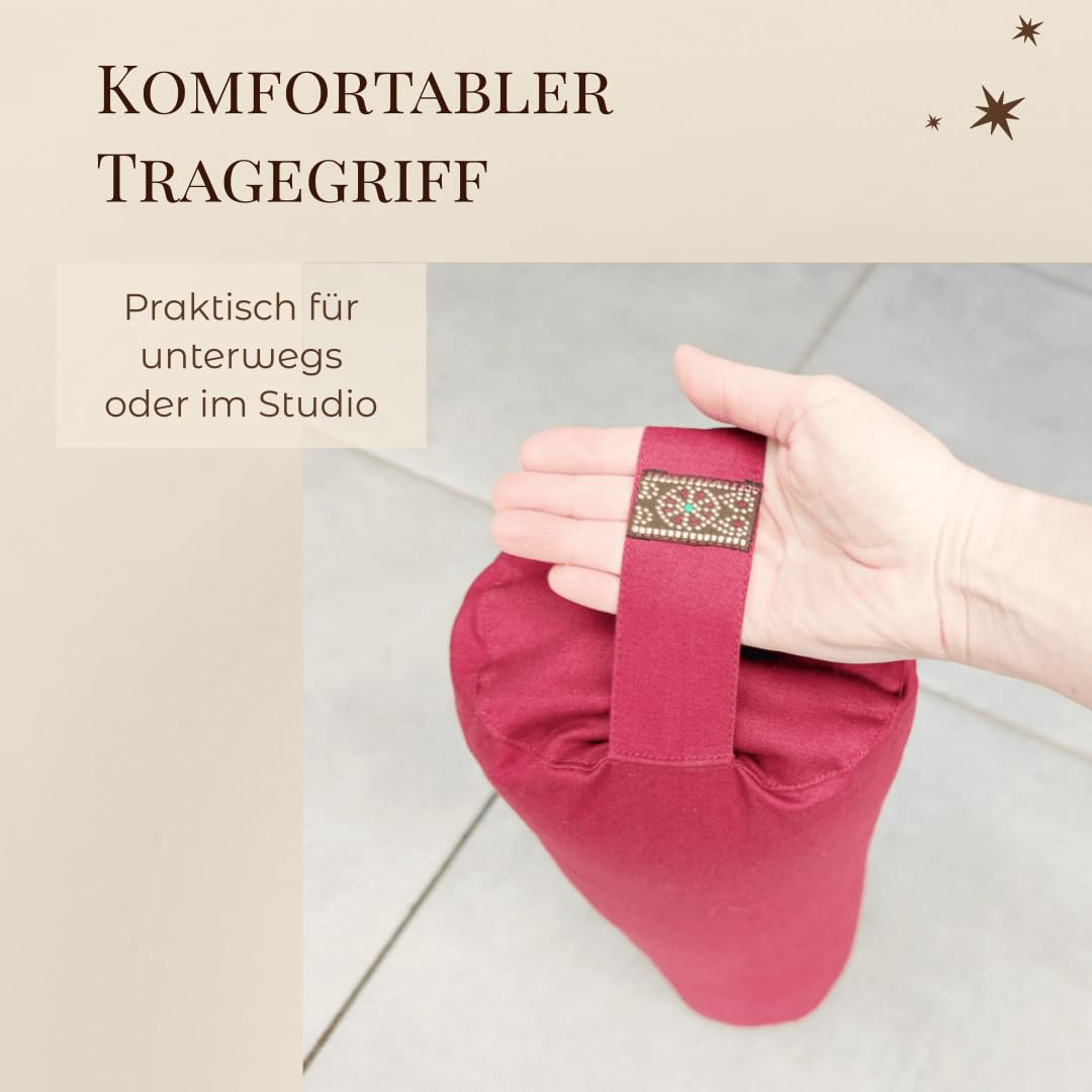 PURE SHANTI Yogabolster aus 100% Bio-Baumwolle, rund, mittelgroß 63x17 cm