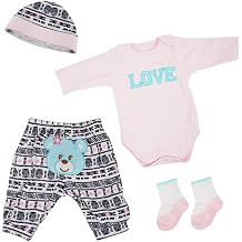MYREBABY Reborn Dolls Baby Clothes Pink Outfits for 17"- 19" Reborn Doll Girl Baby Clothing Baby Sets-01