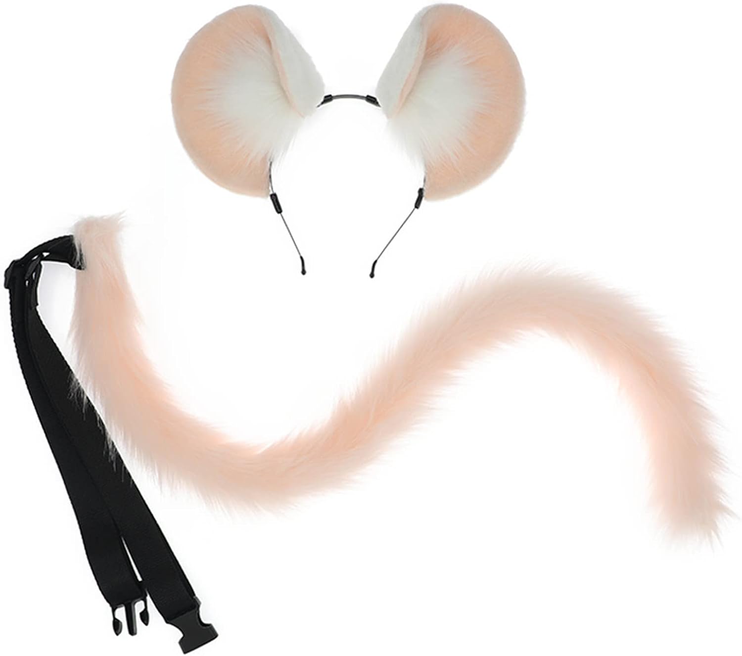 JUNBOON Mouse Ears Headband & Tail Hamster Costume Accessory Kits Adults Halloween Party Animal Cosplay Headwear Dress up