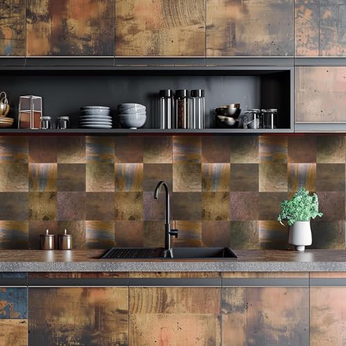Image of 40 PC Pack (6X6) Thin Art Artistic Bohemian Peel and Stick Wall Sticky Backsplash Vinyl Waterproof Removable Tile Sticker Decals for Bathroom & Kitchen, (F, 6X6)