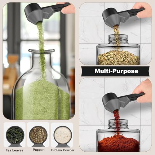 Image of Coffee Scoop & Funnel for Reusable K Cup Refillable Coffee Pods, Coffee Measuring Spoon 2 Tablespoon Capacity, Scoop with Funnel for Ground Coffee, Protein Powder, Tea (Black&gray, 2 Pack)