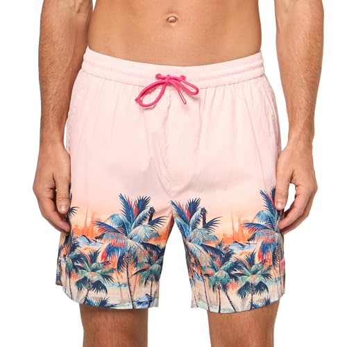 GUESS Men's Eco Swimtrunk Medium Tropical Landscape
