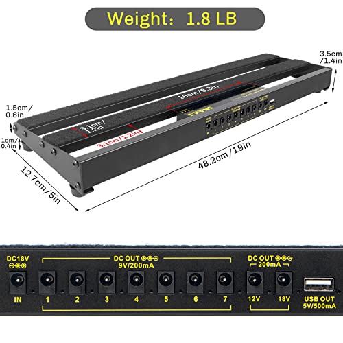 Kmise GITARRE PEDALBOARD Pedal Board,With Completely Isolated Power Supply ,19*5 Inch 1.8 Lb Aluminium Alloy Guitar Pedalboard thumb #1