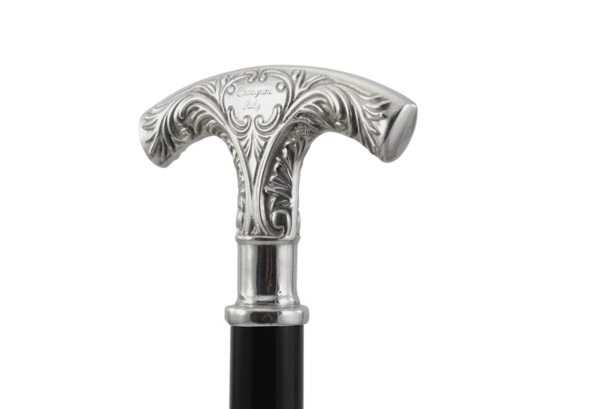 Bastón Artesanal de Madera Negra con Mango de Metal cincelado, 97 cm, Capacidad 135 kg - Elegante Regalo de Ceremonia para Hombres, Mujeres y Personas Mayores