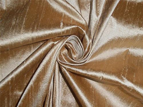 Tissu Dupion 100% pure soie marron et ivoire d'exception pour haute couture