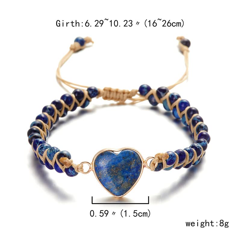 Image of To My Granddaughter Bracelet Jasper Heart Bracelet for Granddaughter form Grandma /Grandpa Love You Forever Bracelet Handmade Adjustable Double Winding Healing Energy Stone Braided Bracelet Jewelry Gift
