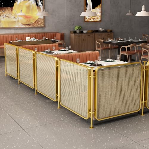 Panel de privacidad de ratán con marco de metal, diseño translúcido para restaurantes y casas de té