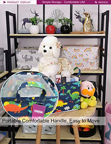 Image of Rectangular Storage Basket Fabric Organizer Bin for Toys,Books,Clothes,Gifts,Pets-Perfect for Home,Office,Nursery,Dorm,Shelf(Rec Forest Dinosaurs)