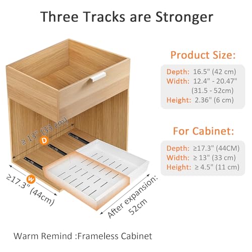 Trintion Pull Out Cabinet Organizer, Adjustable Expandable Slide Out Drawer, Roll-Out Sliding Drawer Organiser Shelf for Kitchen & Bathroom Storage,Easy Installation with Adhesive Film (White) - Image 2