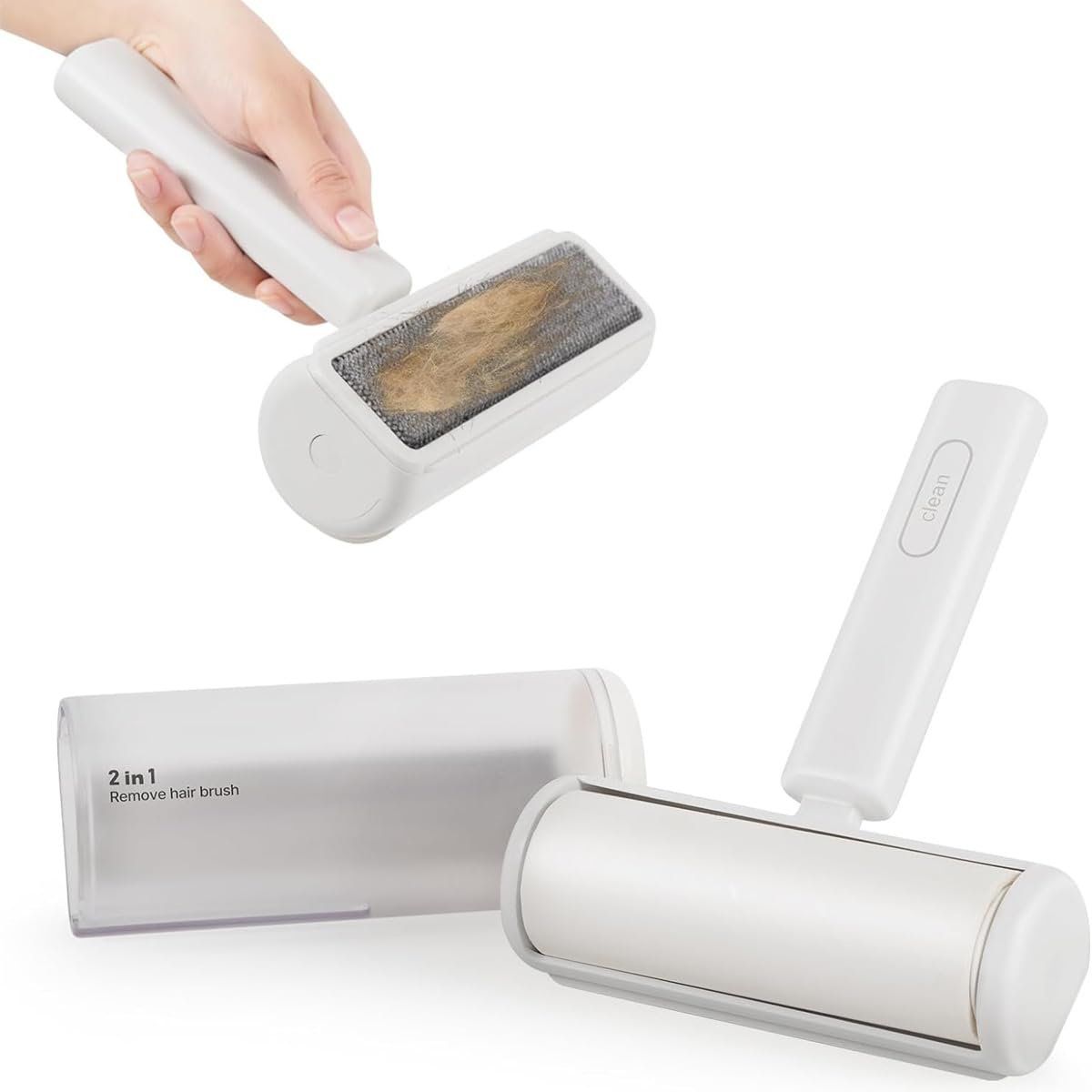 Reusable Lint Roller Dog Cat Hair Remover for Clothes, Furniture, and Carpets – Easy-to-Use Fabric Cleaner with Replaceable Adhesive Roll (2-in-1