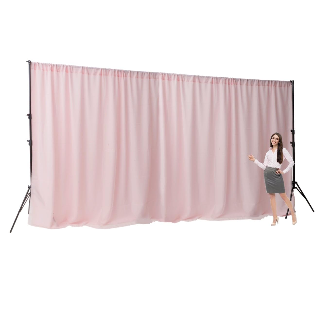 Telón de fondo extra ancho de dos capas de una pieza, color rosa, 6 x 2,4 m